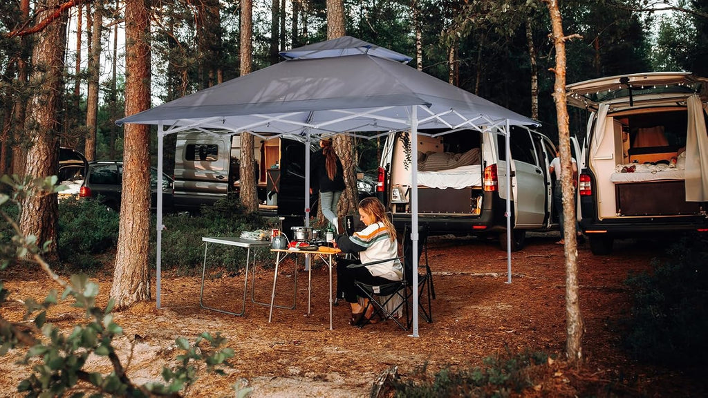 COOSHADE 13x13Ft Pop Up Canopy Tent Instant Folding Shelter 169 Square Feet Large Outdoor Sun Protection Shade(Grey)