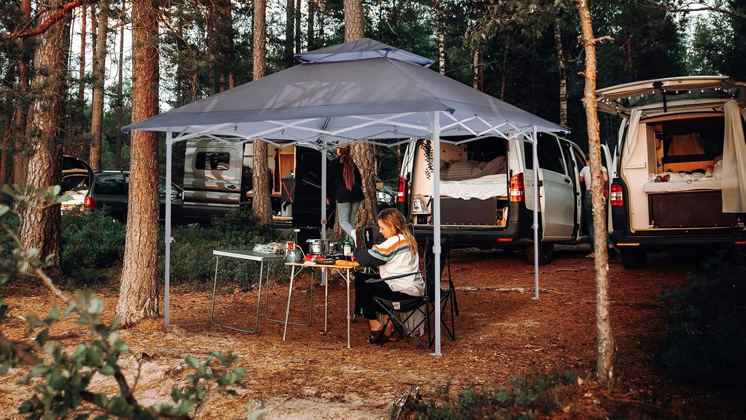 COOSHADE 13x13Ft Pop Up Canopy Tent Instant Folding Shelter 169 Square Feet Large Outdoor Sun Protection Shade(Grey)