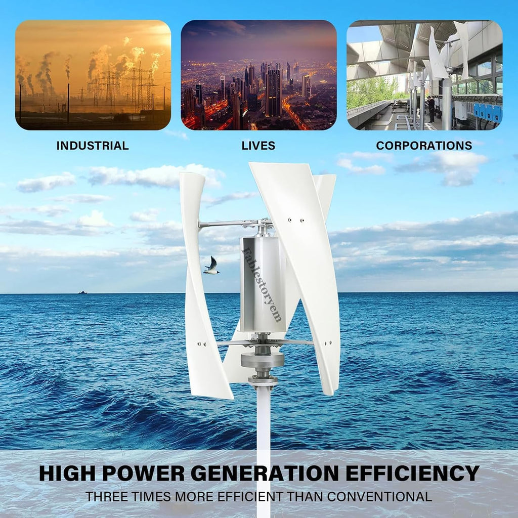 14000W Vertical Wind Generator, 3-Blade Home Magnetic Levitation Vertical Wind Turbine, Waterproof Charge Controller - for Home Use,White-24V