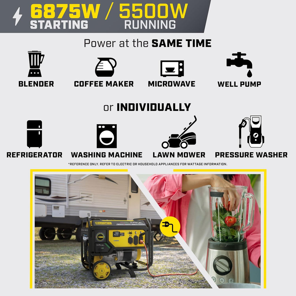 Champion Power Equipment 6875-Watt Dual Fuel Portable Generator with CO Shield®