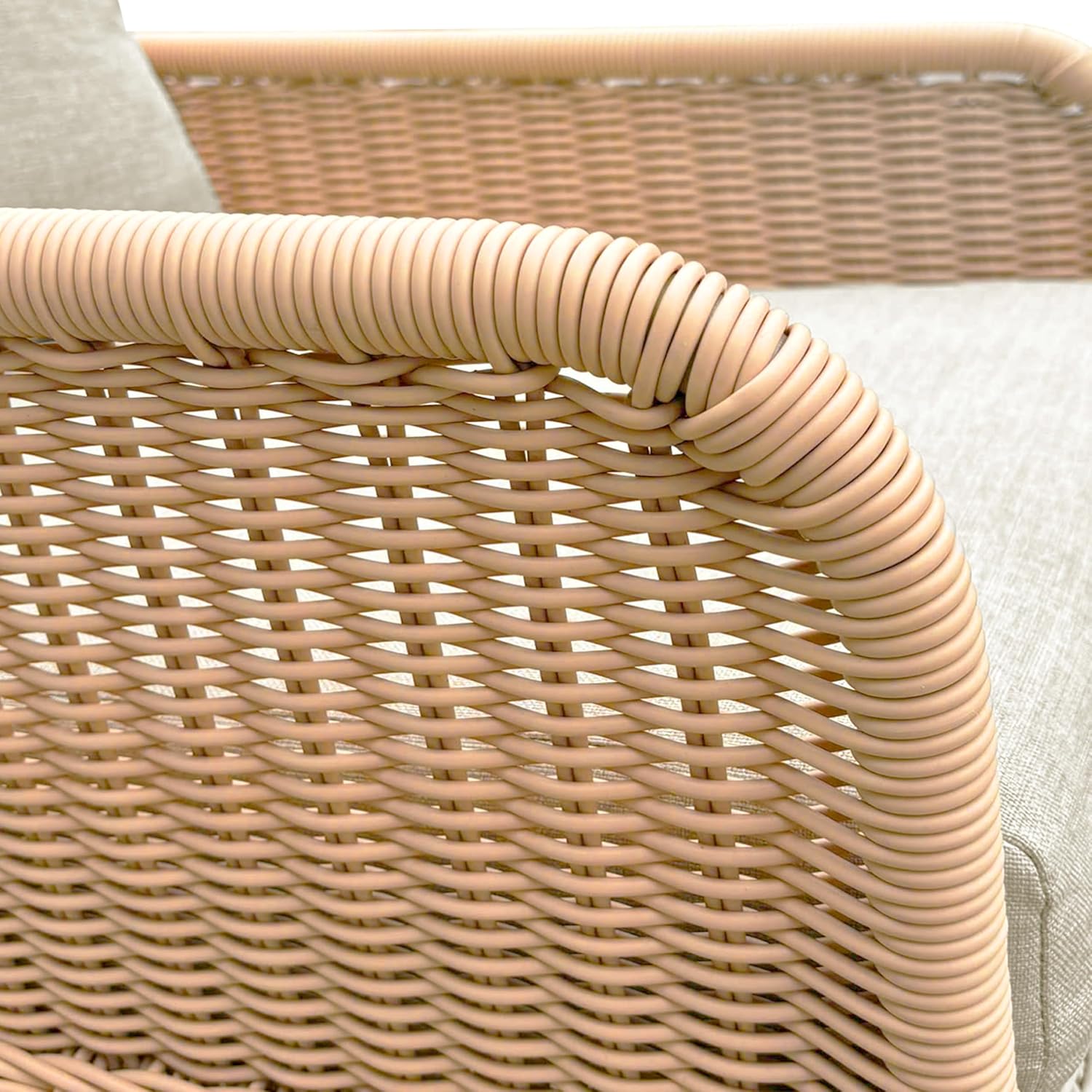 Christopher Knight Home Nadine Patio Rocking Chair, Wicker Rocker, Wood Leg Rocking Chair, PE Rattan Wicker Chair, Rocking Chair with Cushions, Comfort Wicker Rocker for Backyard Balcony Porch, Beige