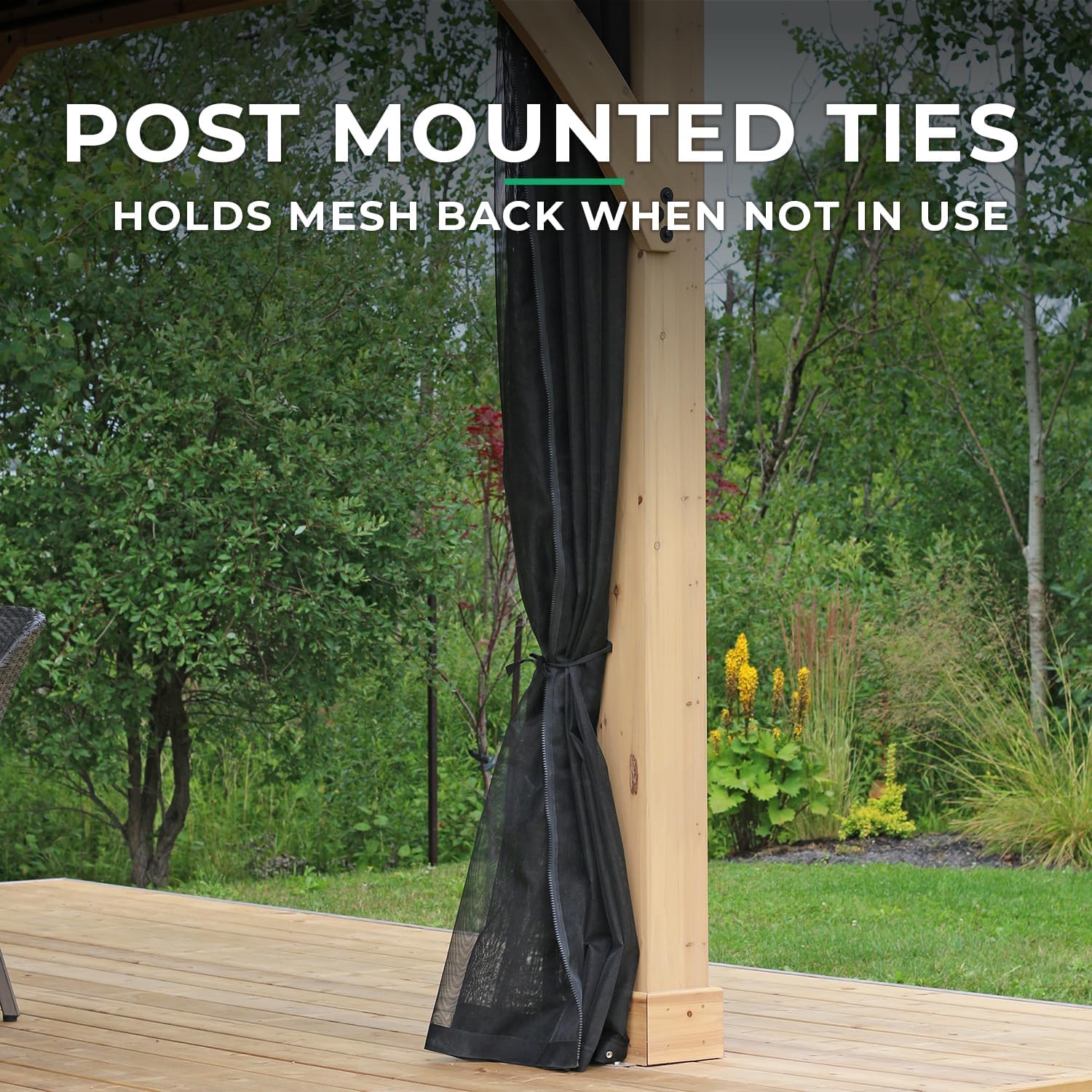 Yardistry 11 x 13 Meridian Gazebo Mesh Kit with 4 Mesh Panels, fits 11x13 Meridian Gazebo, Black