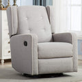 CANMOV Swivel Rocker Recliner Chair, Nursery Glider Chair, Nursery Rocking Chairs, Manual Reclining Chair, Grey