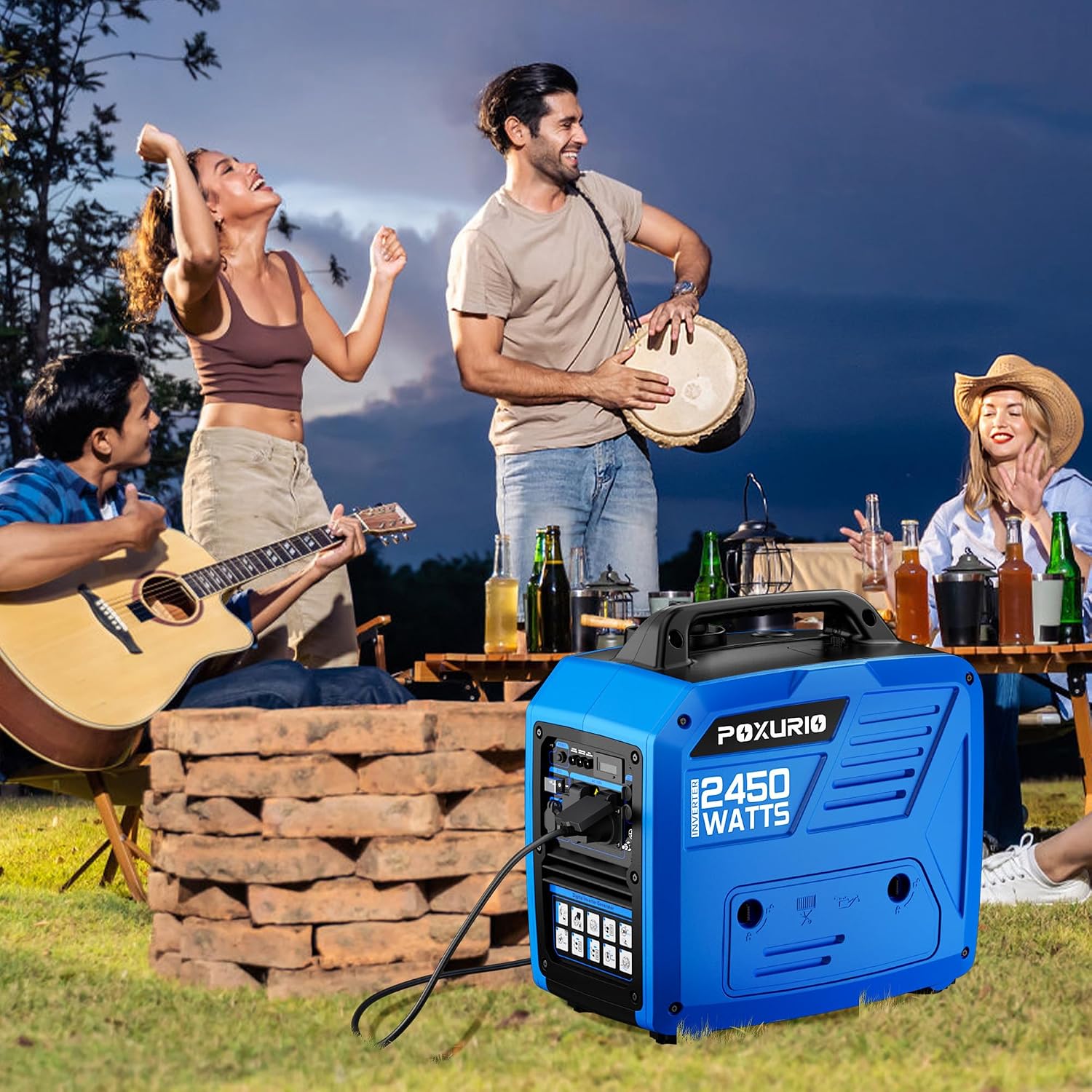 2450-Watt Portable Inverter Generator for Home Use, Super Quiet Small 120V Gas Generator for Camping, 1.6 Gallon Gas Tank for 8.3 Hours Use, EPA Compliant