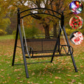Upgraded Metal Patio Porch Swing with A-Frame Stand Heavy Duty Metal Hanging Porch Swing Chair Patio Hanging Bench Swing with Adjustable Chains for Garden, Balcony, Living Room (Black)