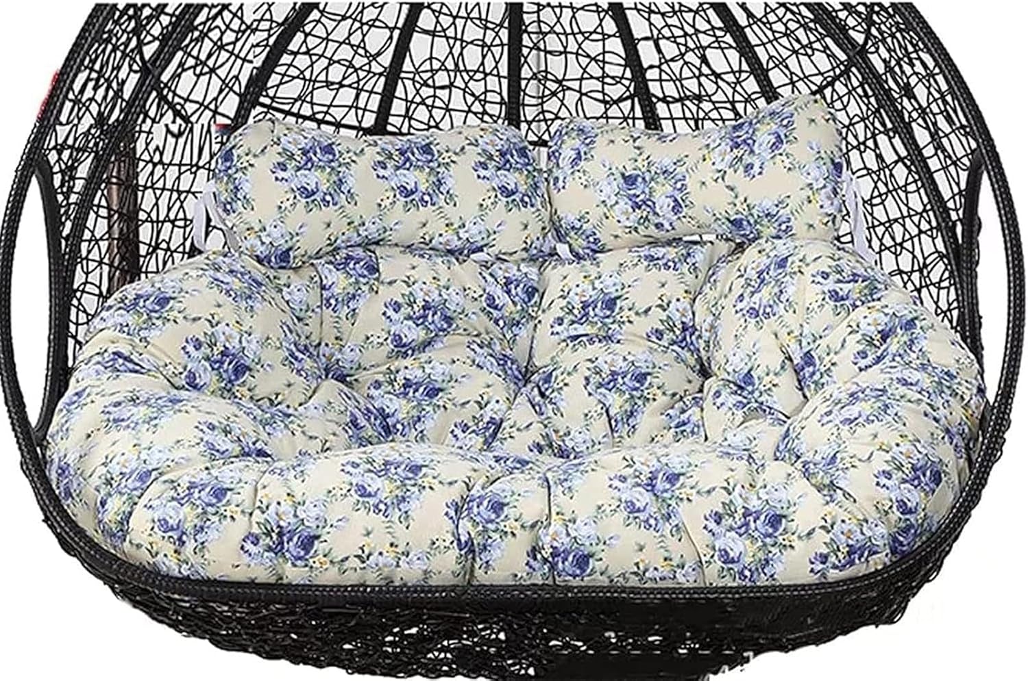 2 Person Egg Chair Cushion Replacement, Double Hanging Rattan Chair Cushion, Hanging Rocking Chair with 2 Adjustable Headrests, Hanging Mattress for Patio Garden Furniture(H)