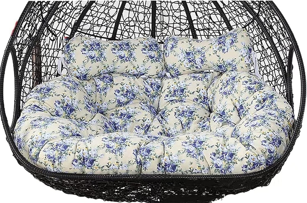 2 Person Egg Chair Cushion Replacement, Double Hanging Rattan Chair Cushion, Hanging Rocking Chair with 2 Adjustable Headrests, Hanging Mattress for Patio Garden Furniture(J)