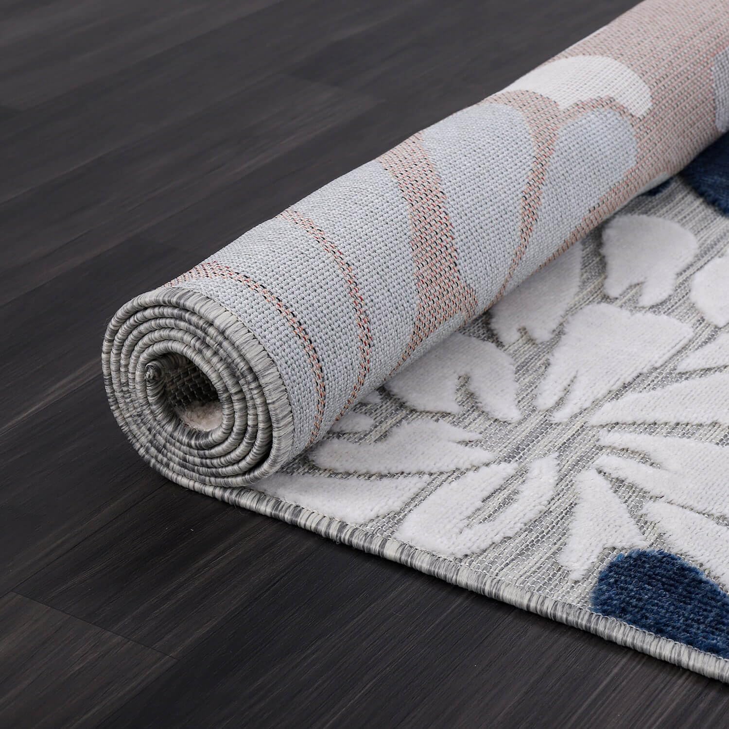 Luul Home Floral Indoor Outdoor Rugs 6x9 Large Area Rug for Living Room, Patio Decor, Kitchen, and Entryway Rug, Washable Stain Resistant Outside Carpet Blue 6 x 9