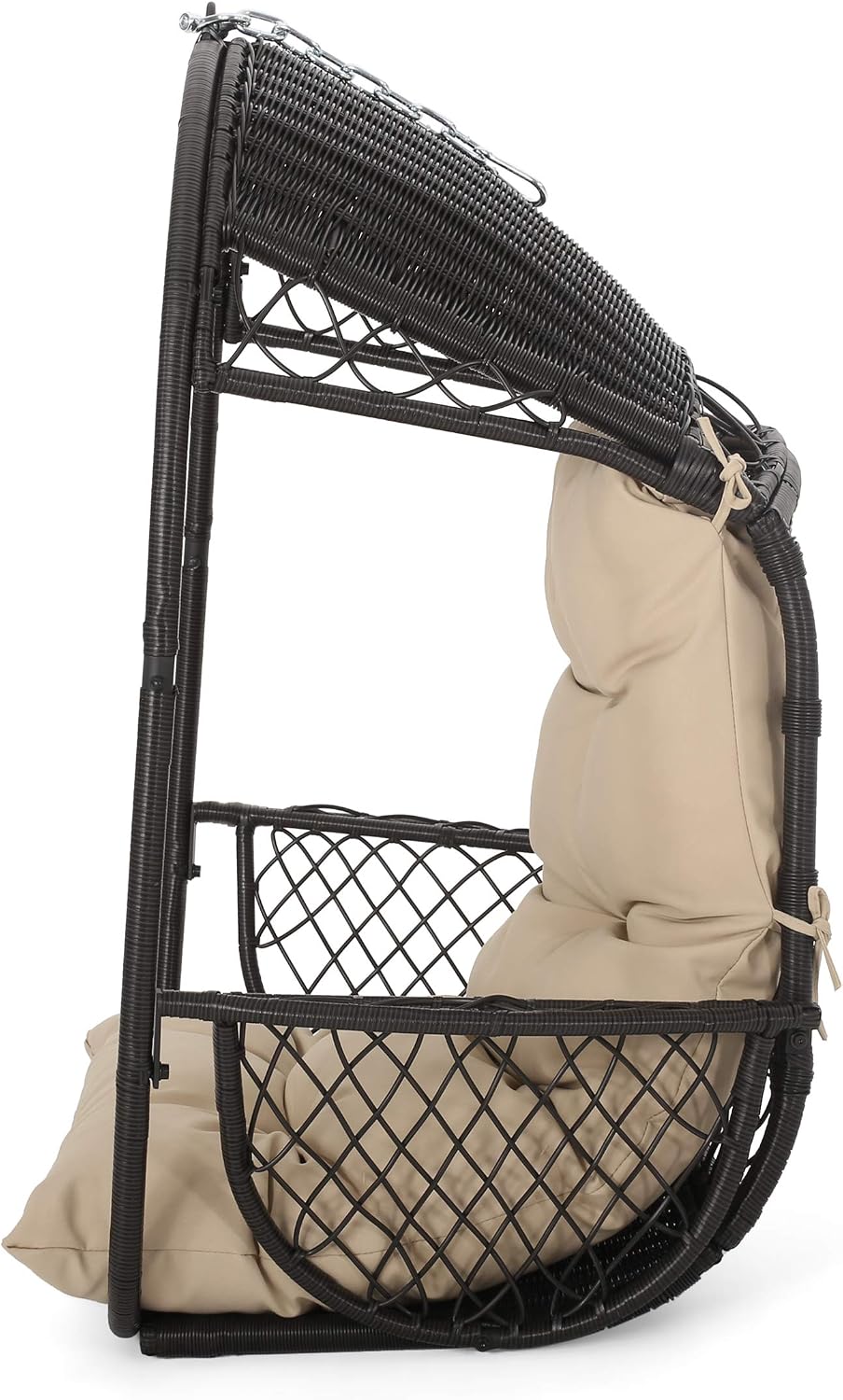 Christopher Knight Home Becky Wicker Hanging Chair with Cushion (Stand Not Included), Brown, Tan