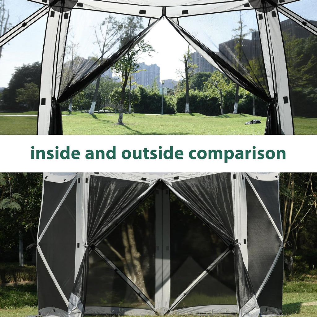 MCombo 10x10ft 5-Sided Pop-Up Gazebo Tent Only, Screened Outdoor Shelter with Netting, Quick Setup Patio Pavilion, No Wind Panels Included, 1024 (Silver Gray, 10x10ft Pop-Up Gazebo Tent Only)