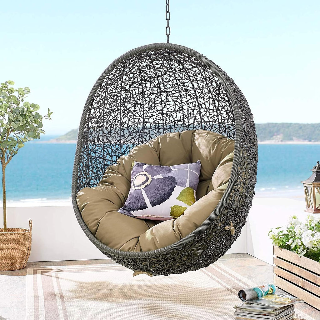 Modway Hide Outdoor Patio Swing Chair, Gray Mocha