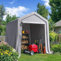 Quictent 6x8FT Garden Tool Shed Storage Shelter with Roll-Up Mesh Windows, Heavy Duty Portable Garage for Lawn Mower, Garden Tools Waterproof Storage Tent with Reinforced Frame, Sliver Gray