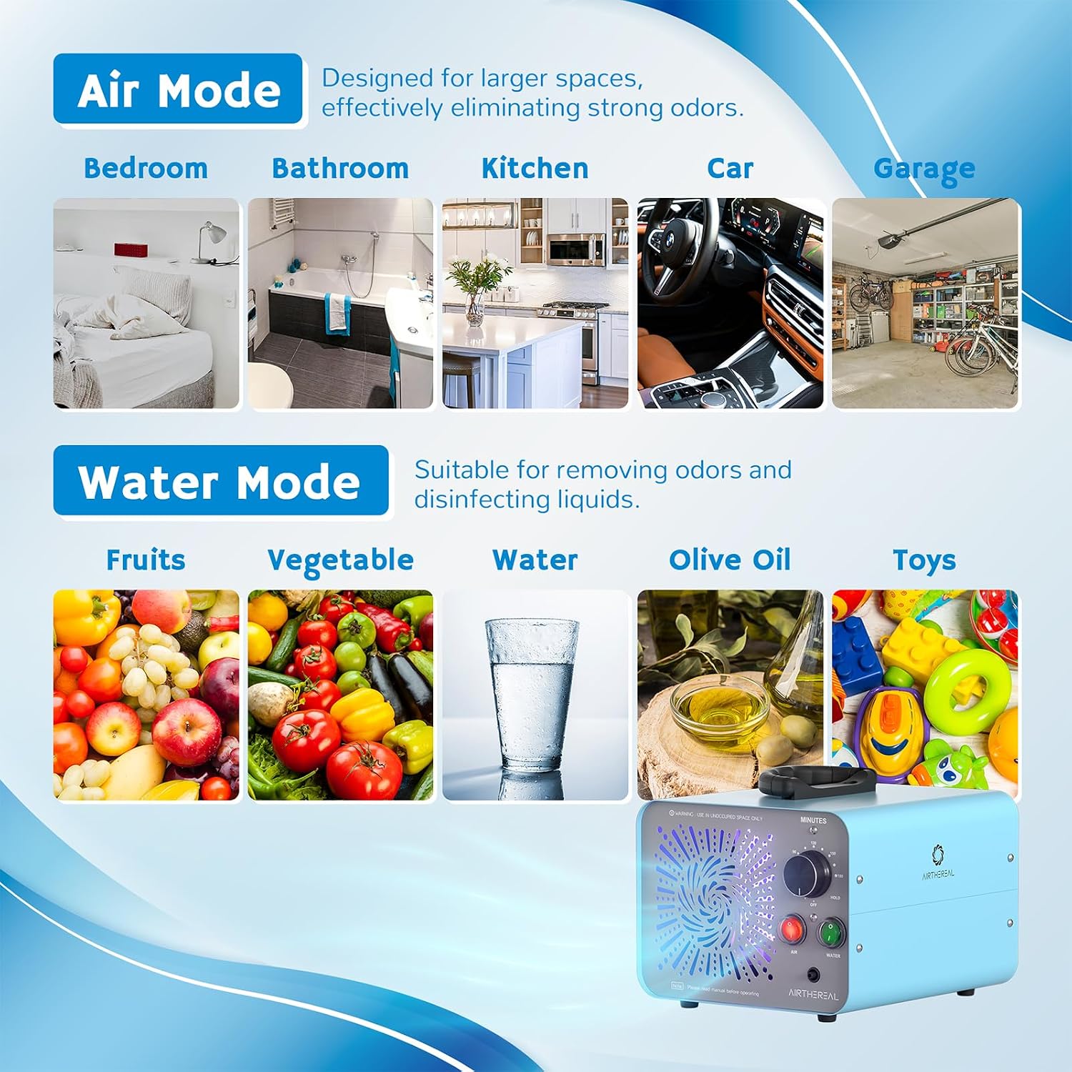 Airthereal Bundle | MA25L Water Ozone Generator and Spare Ozone Plate Filter - Dual-Mode Ozone Machine for Water and Air Purification