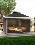 KYBOLT 12x12 Pop Up Gazebo Instant Canopy Tent with Netting 4 Stanbags Outdoor Shelter for Lawn, Garden, Backyard, Deck (Charcoal Grey + Light Grey)