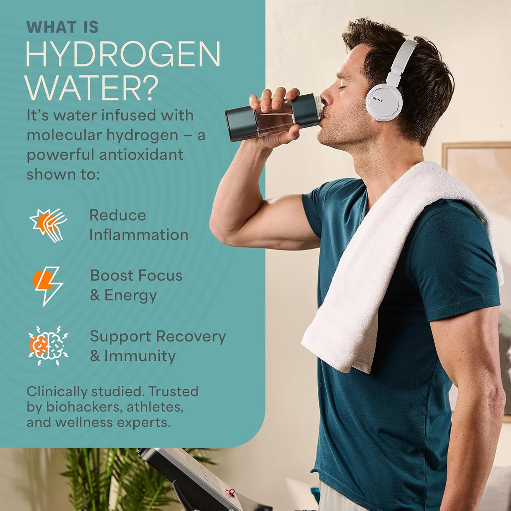 Lifepro Hydrogen Water Bottle Generator with SPE/PEM Technology – HydroLife Peak Portable Hydrogen-Boosting Water Machine Upto 8000ppb with OLED Display & USB-C Charging – 9.5oz, Polycarbonate Body