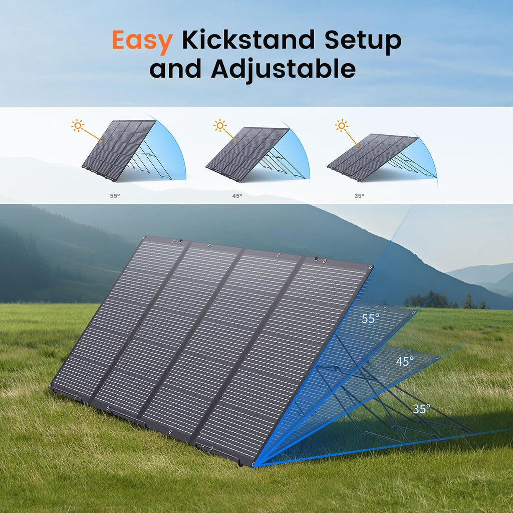 400W Portable Solar Panel for Power Station, 400 Watt 36V ETFE Foldable Solar Panel Charger, IP67 Waterproof Enhanced Kickstands for Off-Gird Outdoor Camping RV SUV Emergency Power Supply