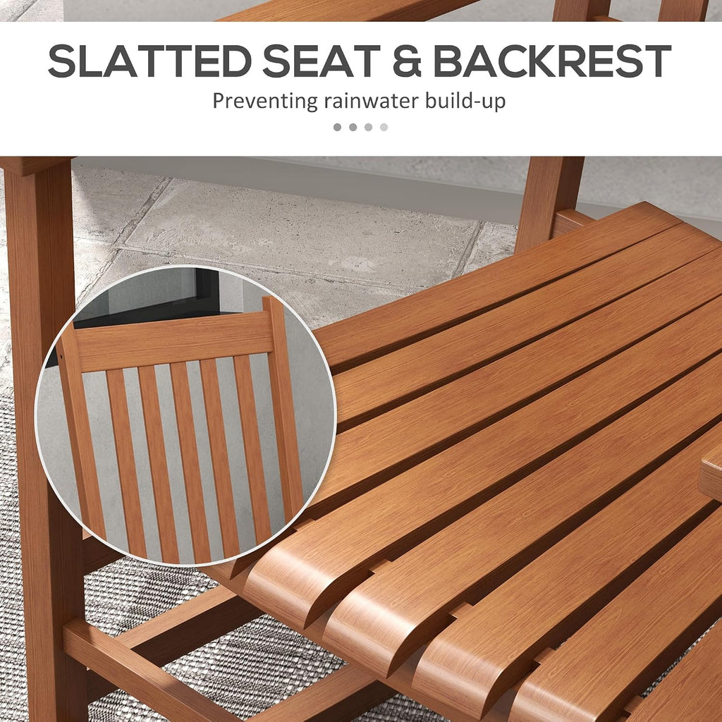 Outsunny Outdoor Rocking Chair Set of 2, Patio Rocking Chair with Smooth Curves, High Density Wooden Rockers for Lawn Garden Porch, Supports Up to 350lbs, Teak