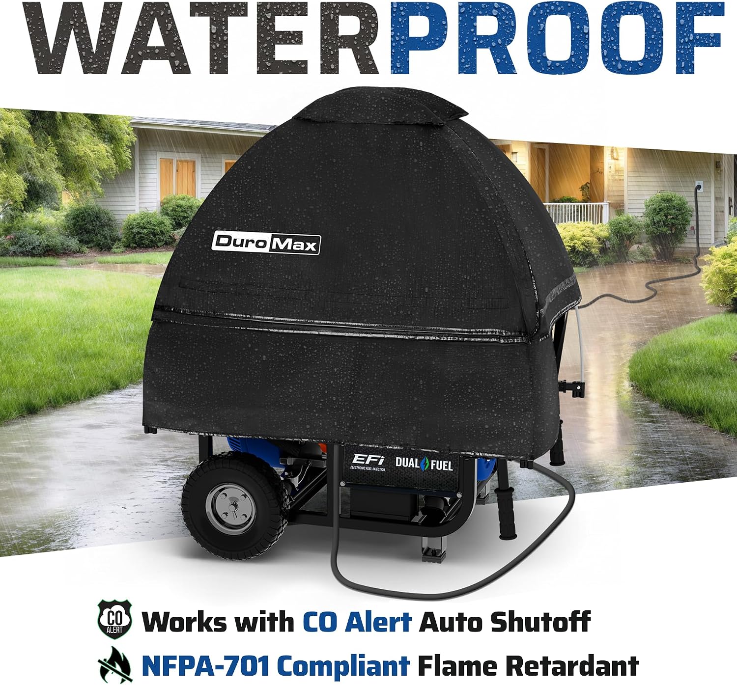 DuroMax DMX-GTX Portable Generator Running Cover – Weatherproof Outdoor Vinyl Canopy, Fire- & Wind-Resistant, Universal Open Frame Fit