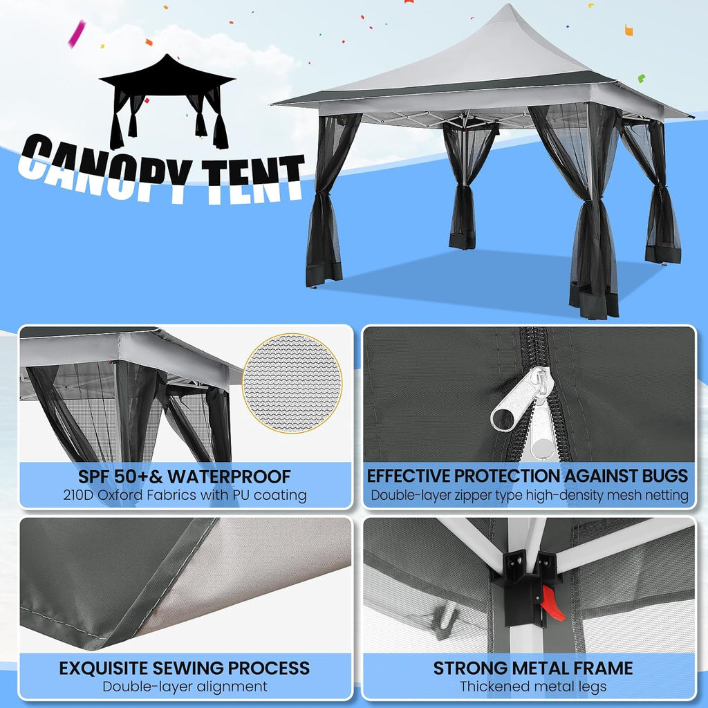 COBIZI 12x12 Pop up Gazebo on Clearance, Outdoor gazebo, with Mosquito Netting&Waterproof Roof, Canopy Tent,carpas para patio,Patio Gazebo, toldos para patio exterior,Portable gazebo for Backyard,Gray