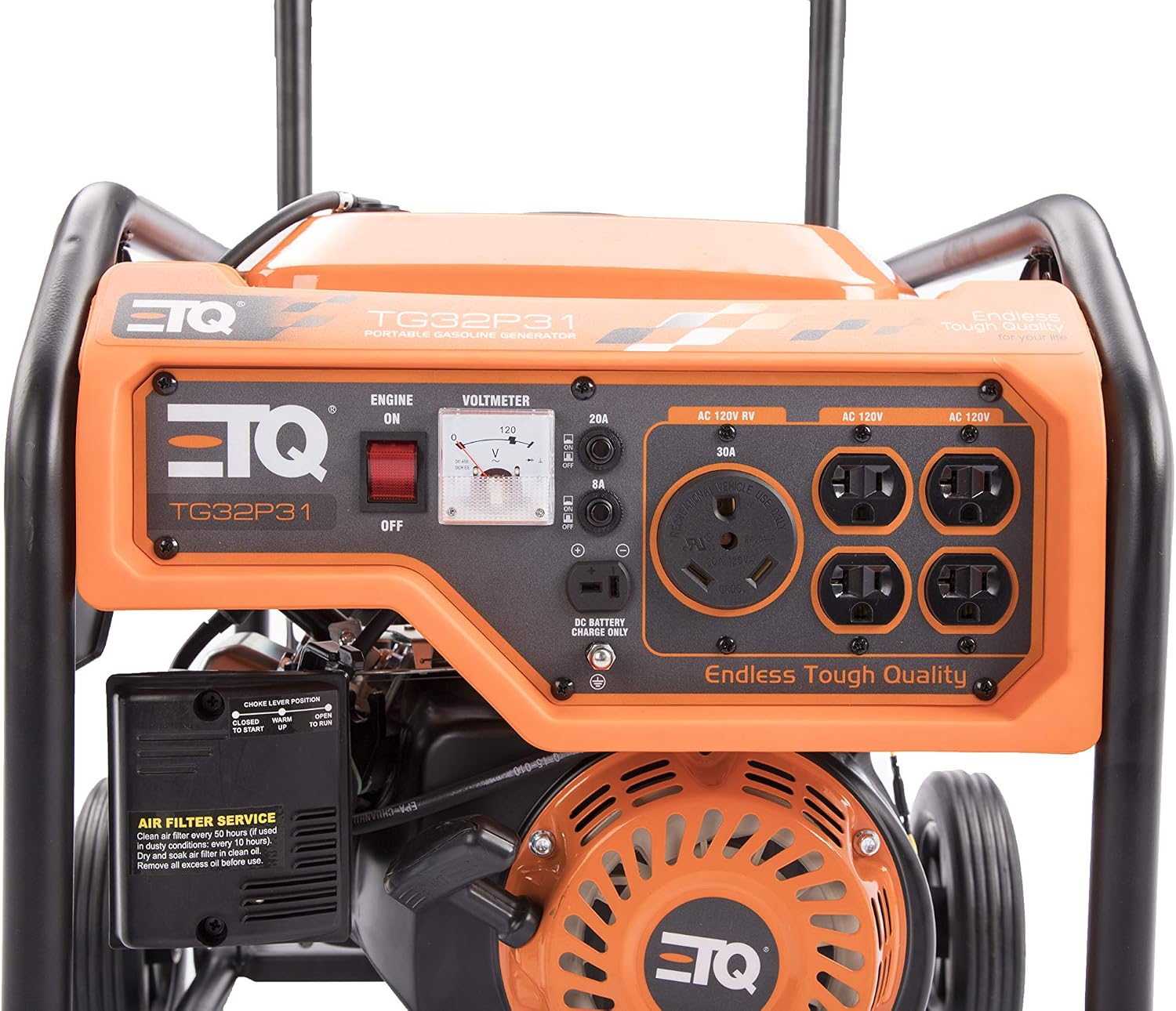 ETQ Tough Quality 2000/3600Watt Portable Generator - Extremely Quiet - CARB Compliant (3600W gas-powered)