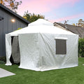 Domi 10' x10' Winter Gazebo Cover for Hardtop Gazebos, Universal Gazebo Cover with Sidewalls and Mesh Windows, All Season Waterproof Enclosed Cover for Outdoor, White