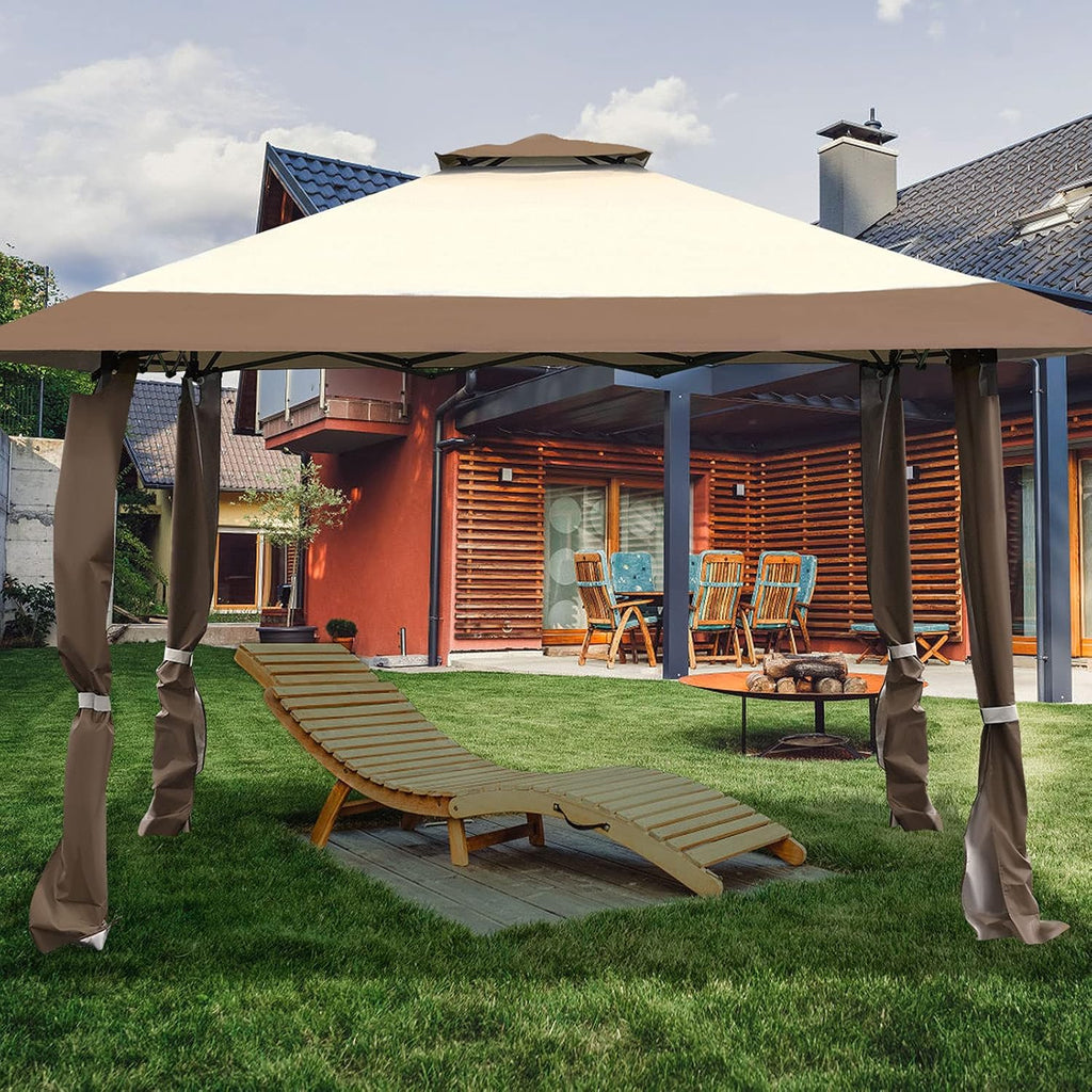 Tangkula Gazebo 13' x 13', Pop Up Gazebo Tent, Suitable for Patio and Garden, Outdoor Gazebos with 169 Square Feet of Shade, Portable with Carry Bag