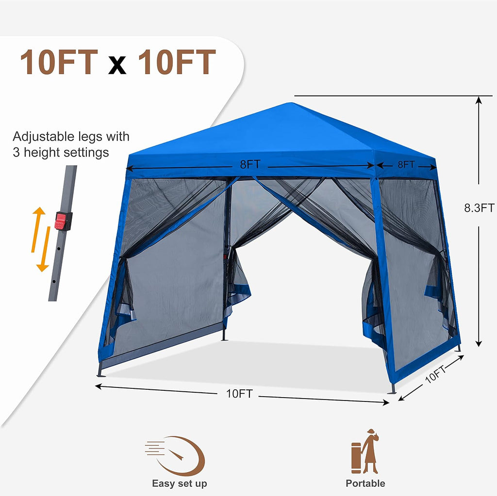 MASTERCANOPY Pop Up Gazebo Canopy with Mosquito Netting (10x10, Blue)