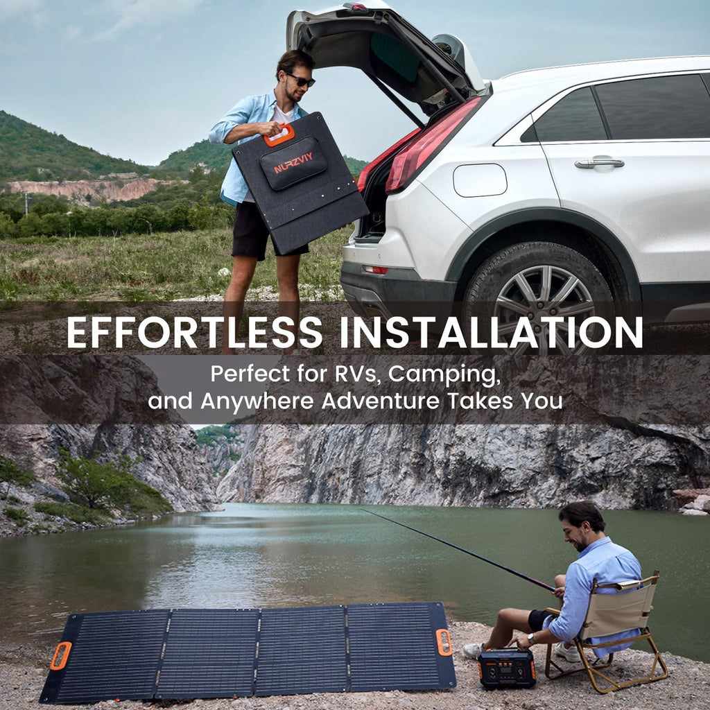 Portable Solar Panel 200 Watt Foldable 200W Solar Cell Solar Charger for Power Station, Waterproof w/Adjustable Kickstand XT60 Anderson DC 8mm Connector for Camping, Off Grid Living