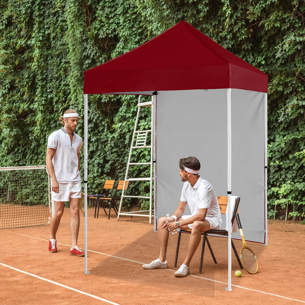 EAGLE PEAK Pop up Canopy 5x5, Outdoor Portable Canopy Tent with One Removable Sunwall, Carry Bag Included, Burgundy
