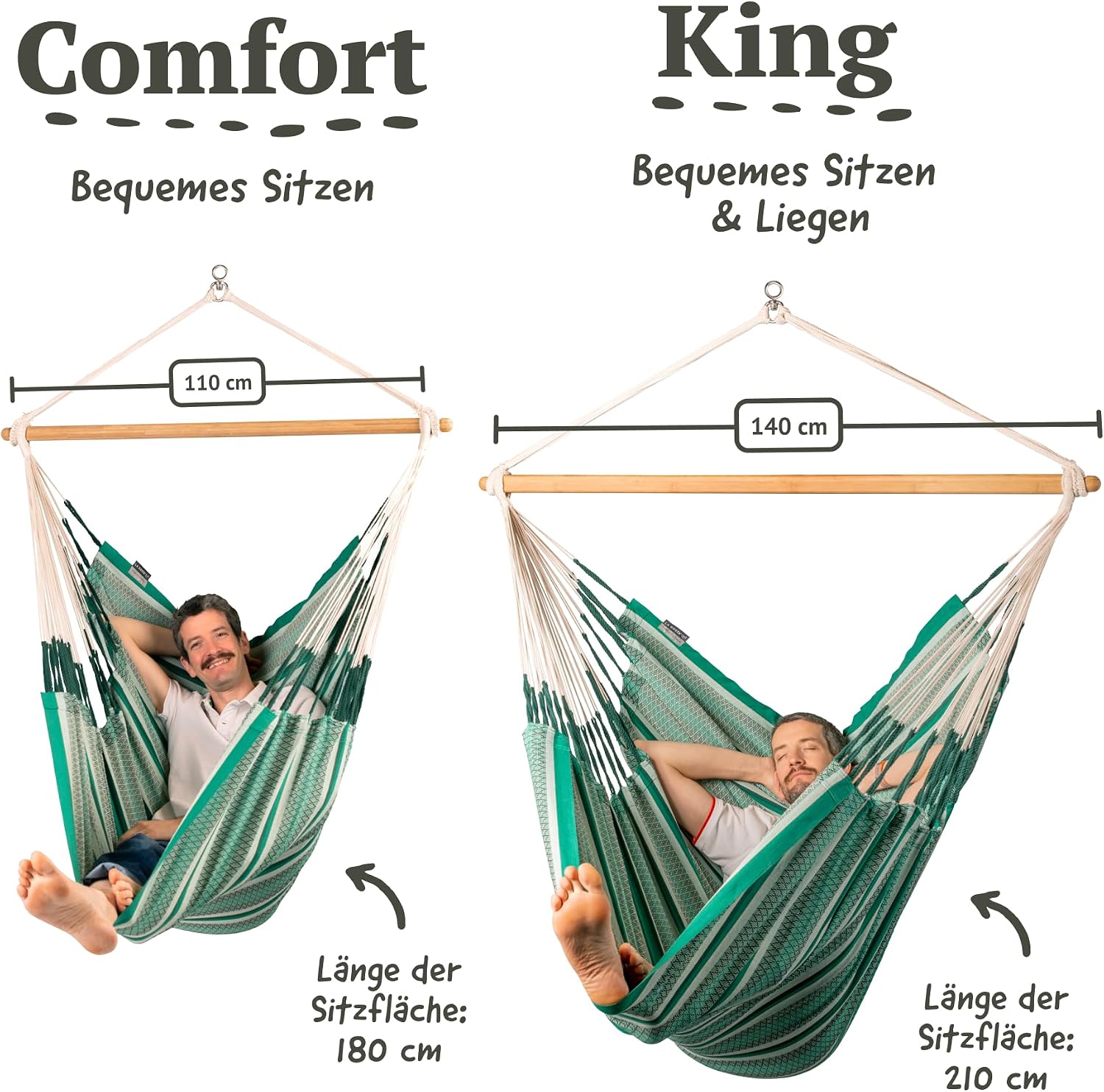 LA SIESTA® - Large Comfort Habana Cotton Hammock Chair & CasaMount - Hanging Chair w/Suspension Kit for Walls Ceilings & Square Beams - Indoor Outdoor Swing Hanging Chair Bedroom Balcony - Agave