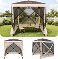 Tecoom 4-Sided Pop Up Gazebo Tent, Instant Screen House with Mosquito Netting Canopy for Camping, Waterproof & Removable Siedwalls, 6x6ft Portable Sun Shelterl for Outdoor, Garden, Backyard