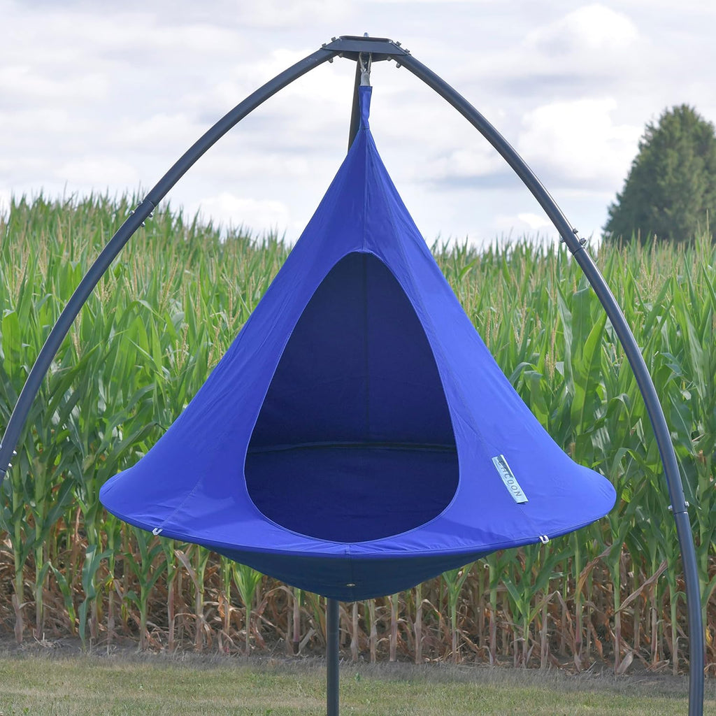 Double Cacoon Hanging Chair for Two – Cozy Indoor/Outdoor Hammock with Polyester Canvas, 440 lb Capacity, Includes 18ft Rope & Carabiner