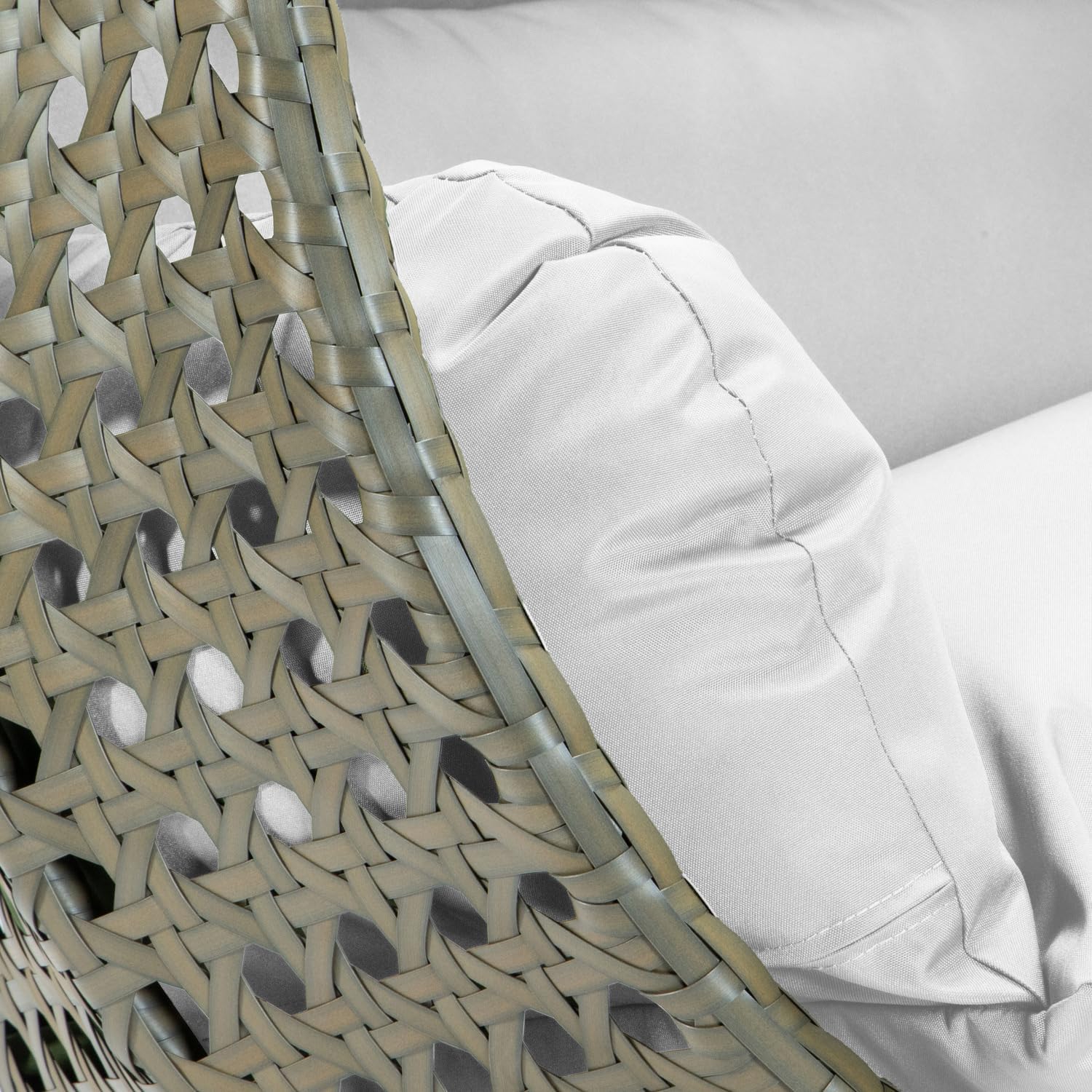 LeisureMod 2 Person Wicker Egg Chair Outdoor Indoor Bedroom Patio Hanging Lounge Swing Hammock Chairs with White Stand and UV Resistant Cushions (White)