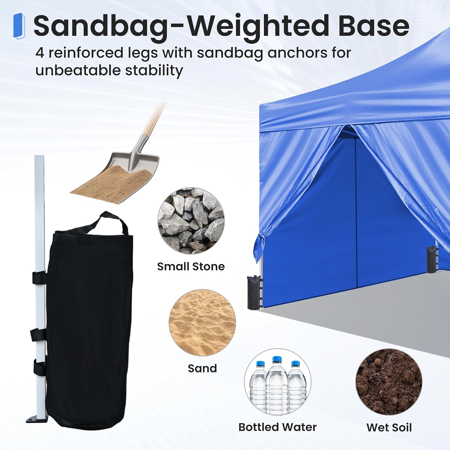 Pop Up Canopy Tent Instant Shelter, Portable Outdoor Sun Shade (Light Blue, 10x10 with Sidewalls)