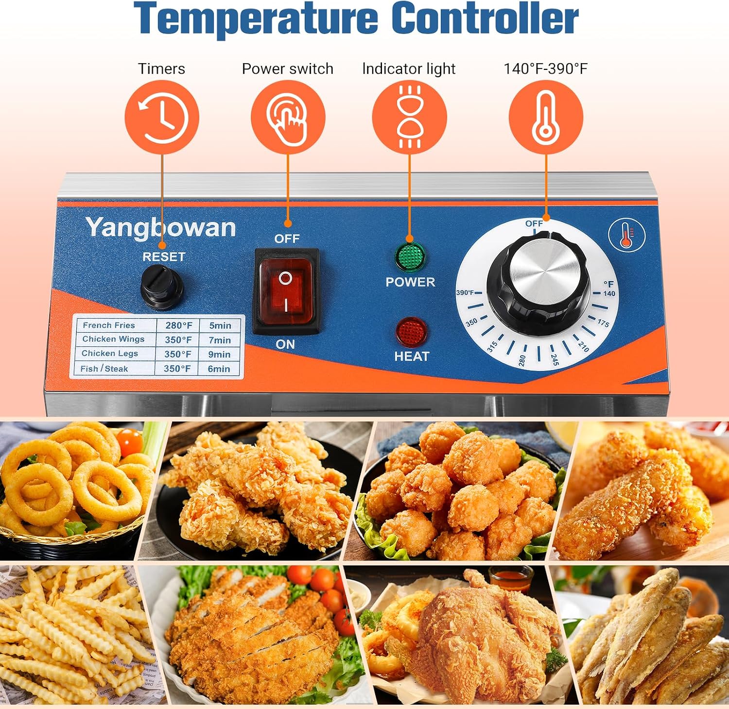 12L Commercial Deep Fryer,1800W Deep Fryer with Basket,Adjustable Temperature,Lid,Stainless Steel Body DeepFryer Pot,Electric Coumtertop Fryer for Commercial Restaurant Home Use