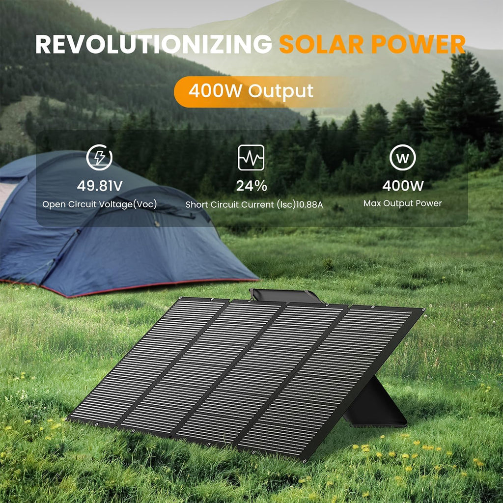 400 Watts Foldable Solar Panel, Luggable & Durable, Portable 400W Solar Charger Complete with Adjustable Stand Case, 40V Waterproof for Off-Grid Camping RV/Campervan Solar Generator