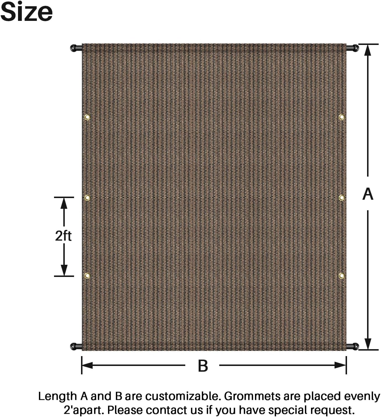 10' x 4' Universal Pergola Shade Cover Replacement Canopy with Grommets Weighted Rods Permeable for Outdoor Patio Porch Backyard Gazebo Brown