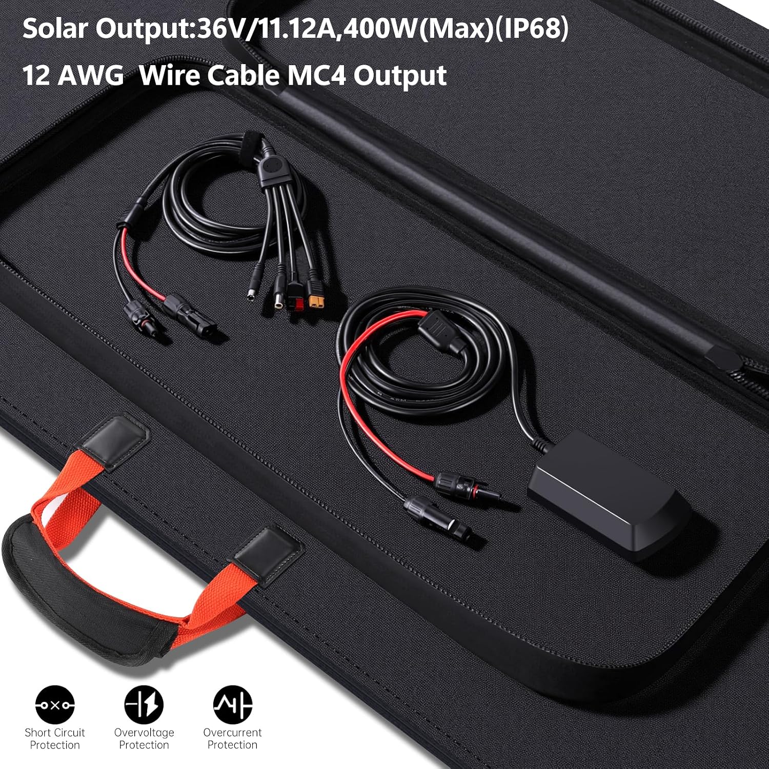 400W Portable Solar Panel for Power Station, 36V ETFE Foldable Solar Panel Charger,25% High Efficiency,MC4 Output, IP68 Waterproof, for Outdoor Camping, RV