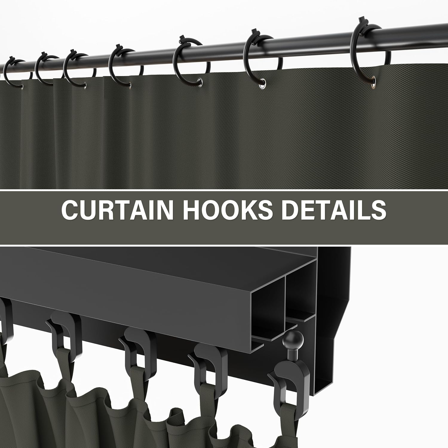 Outdoor Gazebo Curtain Replacement Universal 4-Panel Sidewalls 10' X 12',Outdoor Patio Waterproof Privacy Curtain with Double Zipper for Patio,Garden, and Backyard (Curtain Only)