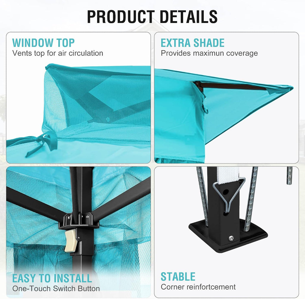 Pop Up Gazebo 11x11, Outdoor Instant Canopy Shelter Tent with Mosquito Netting Metal Frame Storage Bag for Patio Garden Backyard.(SkyBlue)