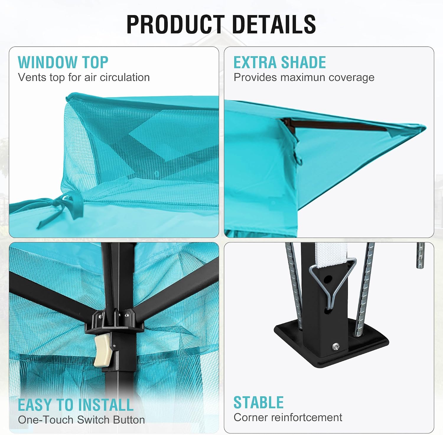 Pop Up Gazebo 11x11, Outdoor Instant Canopy Shelter Tent with Mosquito Netting Metal Frame Storage Bag for Patio Garden Backyard.(SkyBlue)