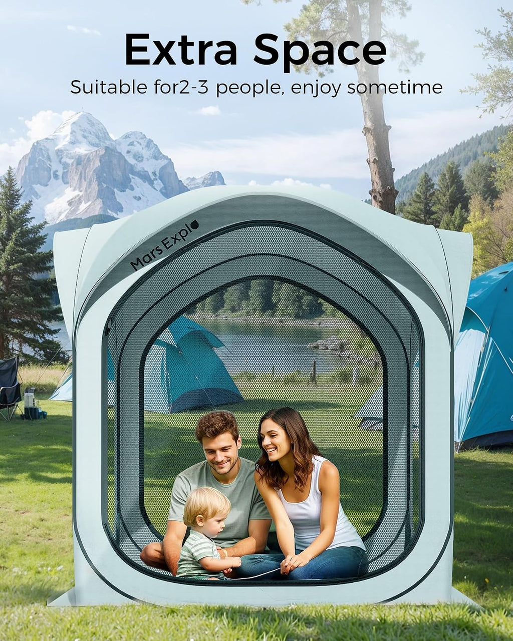 Pop-Up Screen Tent Pop-Up Screen Tent with Mesh Walls – Instant Portable Outdoor Shelter with Carry Bag for Camping, Patio, Backyard, Deck, Beach – 6×6 FT, Blue