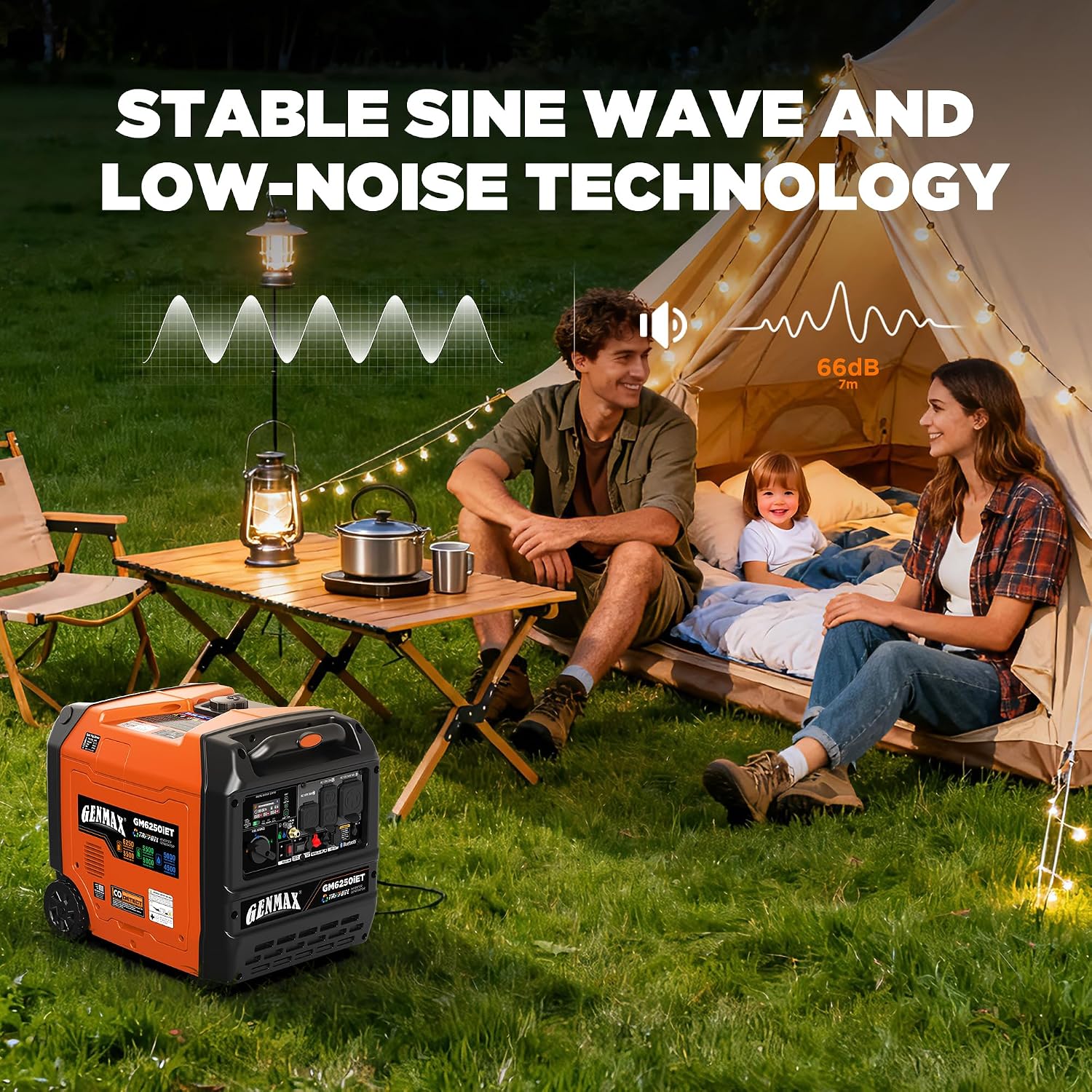GENMAX 6250w Tri-Fuel Silent Inverter Generator(2026Model)Features 2-Wire Auto Start/Stop,bluetooth APP Control,CO Sensor,Digital Display&50A Outlet-Ideal for Home Backup&Camping Outdoor,EPA Compliant