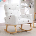HCHAIRH Rocking Chair Nursery, Sherpa Nursing Rocking Chairs, Upholstered Nursery Glider Rocker for Mom Nursery Morden Rocking Chair with Side Pocket for Living Room,Bedroom,Teddy White Cow Printed