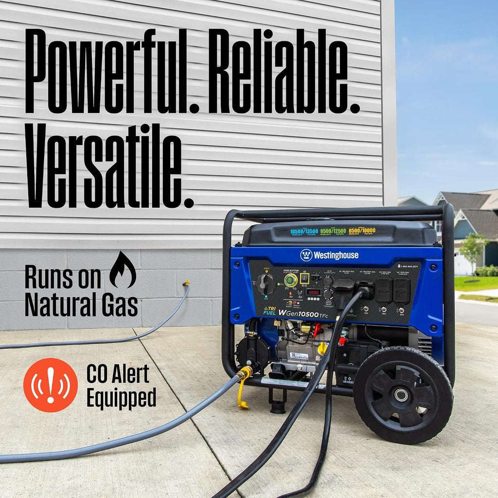 13500 Peak Watt Tri-Fuel Home Backup & Westinghouse WGenTent Generator Running Cover for Open Frame Generators,Black