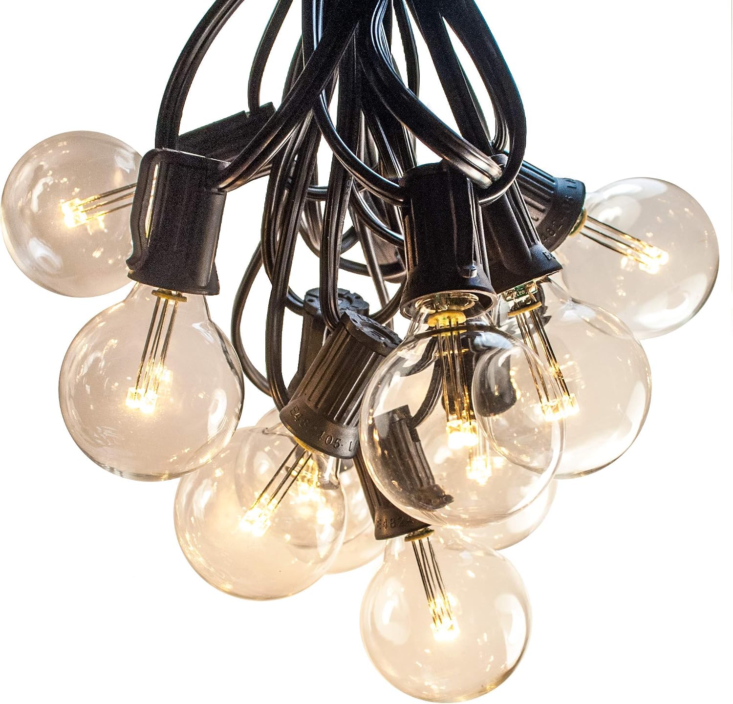 Hometown Evolution, Inc. 100 FT Outdoor LED String Lights - G40 Globe Bulbs (Black Wire) - Outdoor String Lights for Patio, Cafe, Deck, Party & Backyard