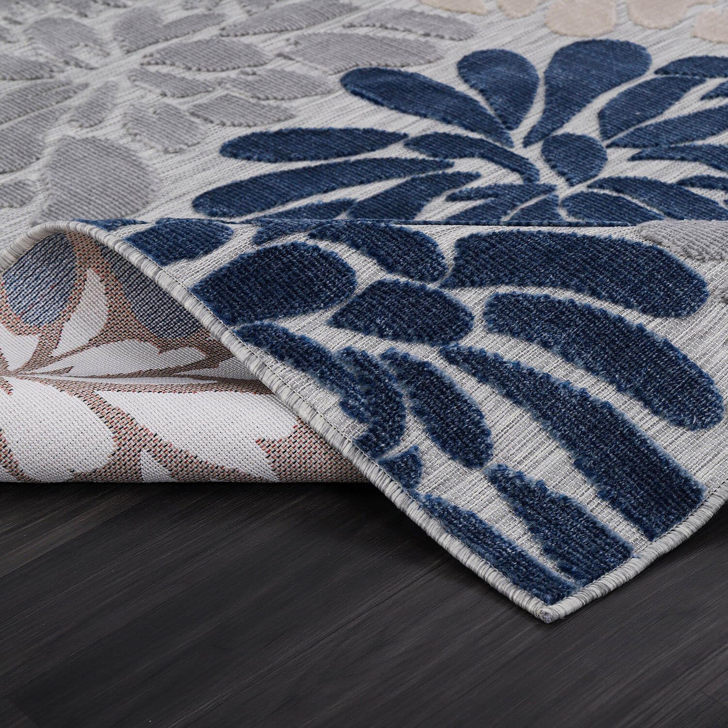 Luul Home Floral Indoor Outdoor Rugs 6x9 Large Area Rug for Living Room, Patio Decor, Kitchen, and Entryway Rug, Washable Stain Resistant Outside Carpet Blue 6 x 9