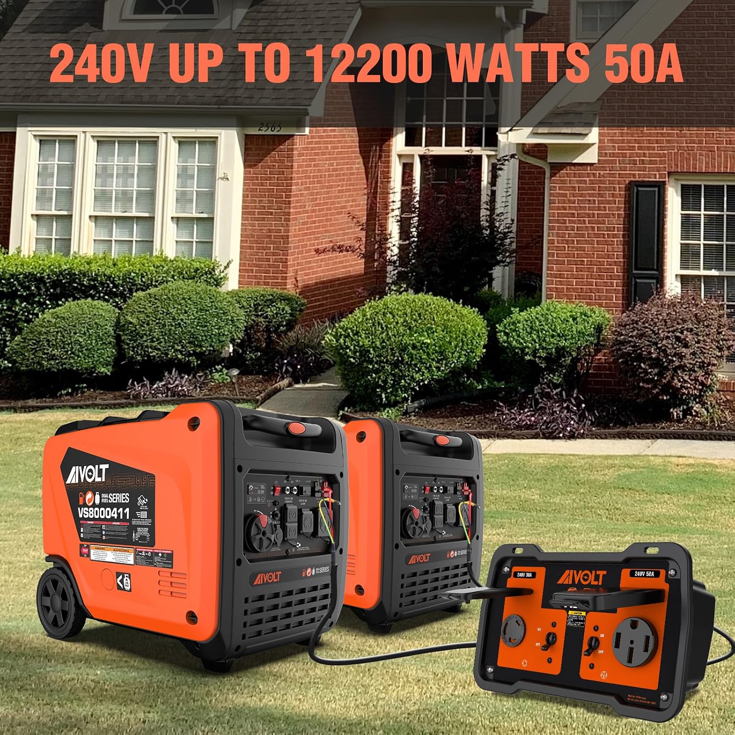 AIVOLT 240V 50-Amp Parallel Kit for Enclosed Frame Inverter Generators, ANSI/PGMA G300-2018 Standard Parallel Link with L5-30R and 14-50R Outlet