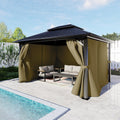 BPS 12' x 16' Gazebo Privacy Curtains with Double Zipper, 4-Panels Side Wall Universal Gazebo Side Panels Replacement for Patio, Outdoor Canopy, Garden and Backyard (Curtain Only)
