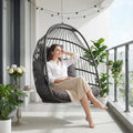 NICESOUL Egg Chair No Stand Outdoor Indoor, 350lbs Capacity Sturdy Patio Wicker Swing Hanging Chair, Hammock Egg Ceiling/Tree Chairs with Cushions for Bedroom Porch Deck Balcony, Gray Without Stand